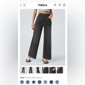 Halara Flex™ High Waisted Pockets Baggy Wide Leg Washed Casual Jeans